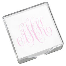Watercolor Monogram Memo Square with Acrylic Holder