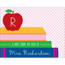 Pink School Books Folded Note Cards