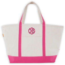 Personalized Large Hot Pink Trimmed Boat Tote