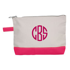 Personalized Hot Pink Trimmed Cosmetic Bag