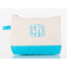 Personalized Turquoise Trimmed Cosmetic Bag