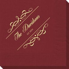 Royal Flourish Framed Names and Text Napkins