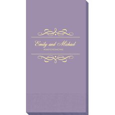 Royal Flourish Framed Names and Text Guest Towels