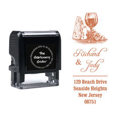 Wine and Cheese Vertical Address Self Inking Stamp