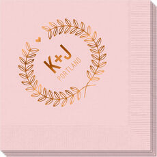 Laurel Wreath with Heart and Initials Napkins