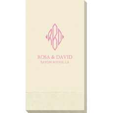 Shaped Diamond Monogram with Text Guest Towels