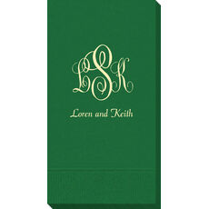 Script Monogram with Small Initials plus Text Guest Towels