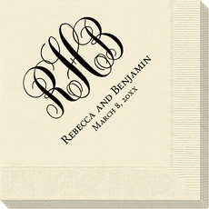 Fancy Script Monogram with Text Napkins