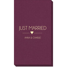 Just Married with Heart Linen Like Guest Towels