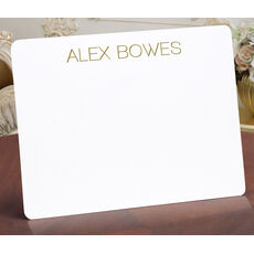 Modern Large Name Flat Note Cards - Raised Ink