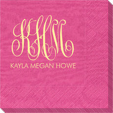 Large Script Monogram with Text Moire Napkins