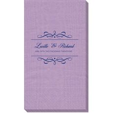 Royal Flourish Framed Names with Text Moire Guest Towels