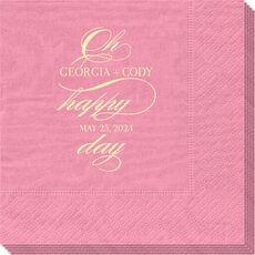 Romantic Oh Happy Day Moire Napkins