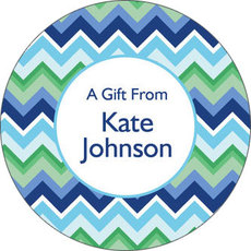 Blue Chevron Gift Stickers