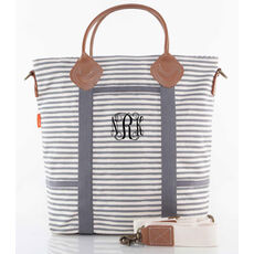 Personalized Gray Stripe Flight Bag