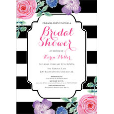 Black Vintage Flower Bridal Shower Invitations