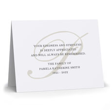 Script Initial Folded Sympathy Cards