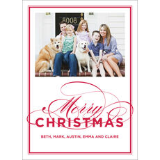Merry Christmas Flourish Flat Letterpress Photo Cards