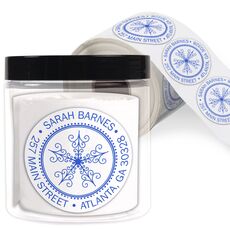 Ornate Snowflake Round Address Labels in a Jar