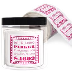 Dotted Frame Square Address Labels in a Jar