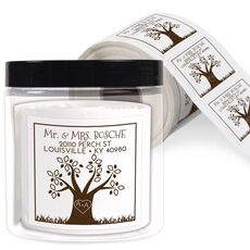 Family Tree Square Address Labels in a Jar