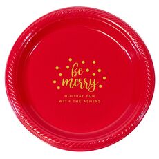 Personalized Confetti Dot Be Merry Plastic Plates
