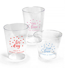 Wedding Cups Personalized Party The Stationery Studio Personalized Confetti Dot Clear Plastic Cups