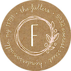 Pink Garden Wreath Round Address Labels