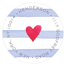 Blue Painterly Stripes Round Address Labels