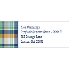 Navy and Orange Madras Plaid Return Address Labels