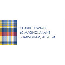 Navy and Red Madras Plaid Return Address Labels