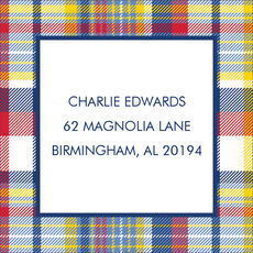 Navy & Red Madras Plaid Address Labels