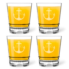 Personalized Tritan Acrylic 12 oz Double Old Fashioned Set - Anchor + Initials