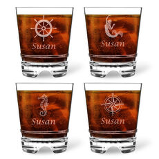 Personalized Tritan Acrylic 12 oz Double Old Fashioned Set - Nautical Collection