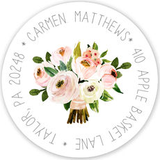 Pink Bouquet Round Address Labels