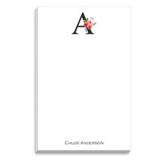 White Floral Bunch Initial Notepad