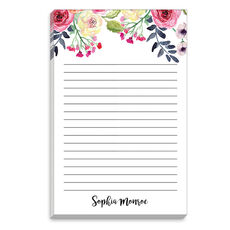 White Watercolor Top Roses Notepad