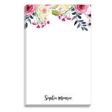 White Watercolor Top Roses Notepad