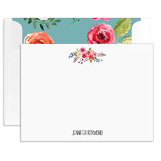 White Floral Bunch Flat Note Cards