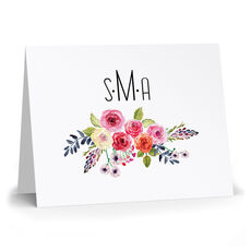 White Floral Bunch Folded Note Cards