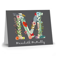 Charcoal Garden Initial Folded Note Cards