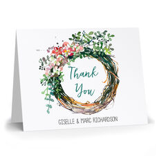 Peony Wreath Folded Thank You Note Cards
