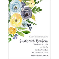 Yellow and Blue Corner Flowers Invitations