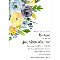 Yellow and Blue Corner Flowers Invitations