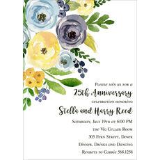 Yellow and Blue Corner Flowers Invitations