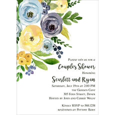 Yellow and Blue Corner Flowers Invitations