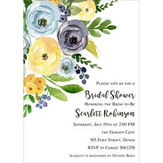 Yellow and Blue Corner Flowers Invitations