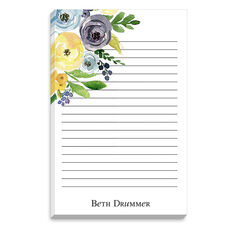 Yellow and Blue Corner Flowers Notepad