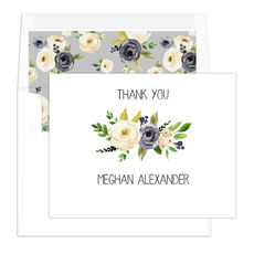 Gray and Ivory Roses Folded Note Cards