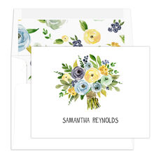 Yellow and Blue Bouquet Folded Note Cards